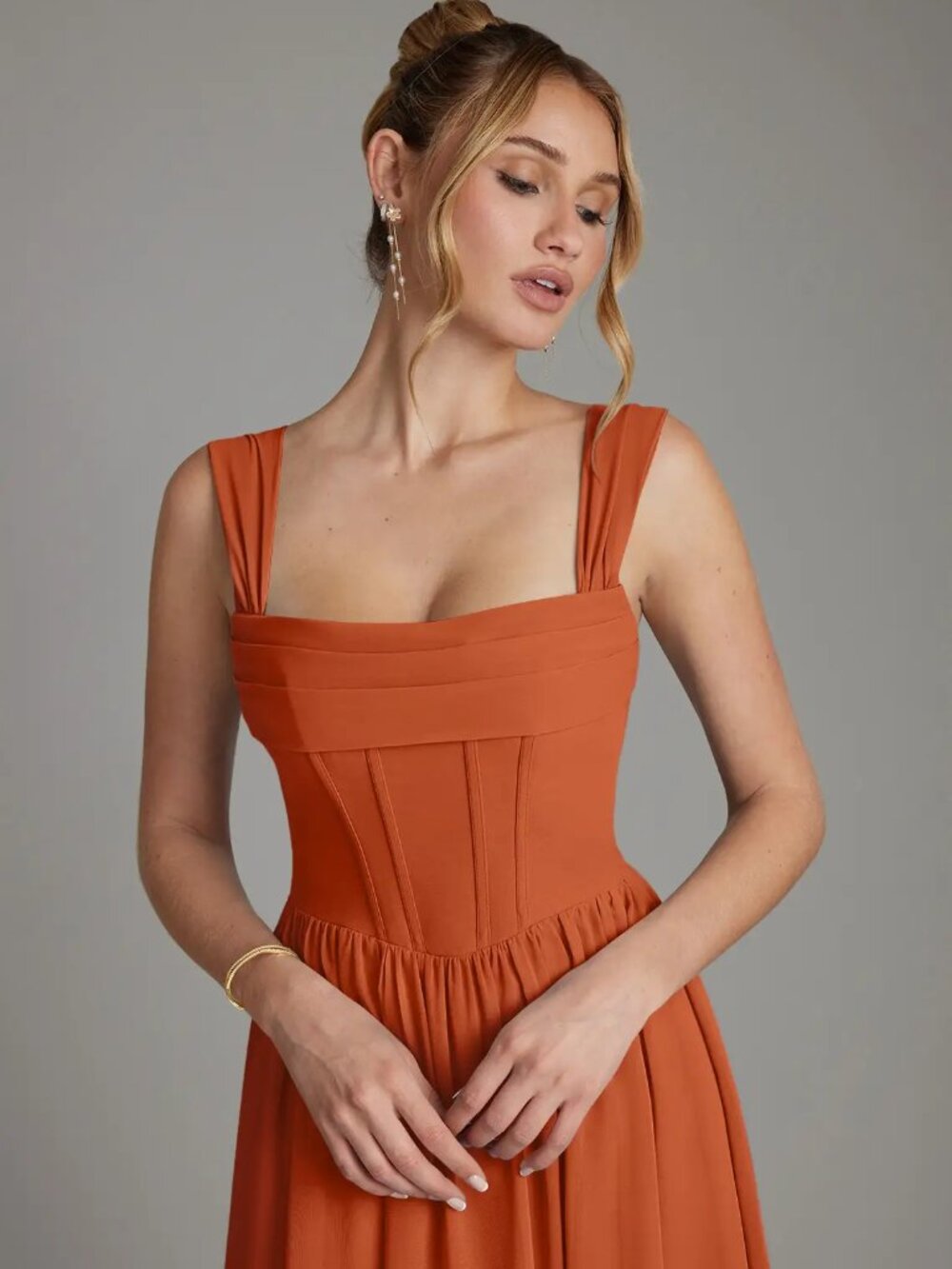 Azazie Barbie Caterina Rust Chiffon Dress